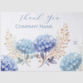 Elegant Blue Hydrangea Dankeschön-Logo Seidenpapier (Vorderseite)