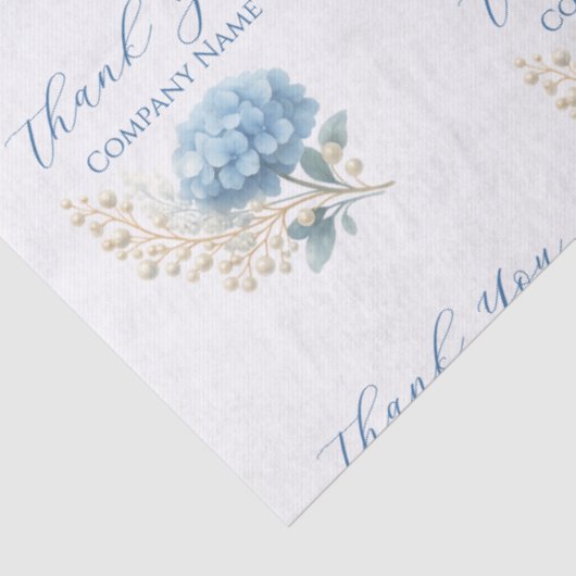 Elegant Blue Hydrangea Dankeschön-Logo Seidenpapier (Ausschnitt)