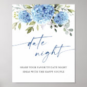 Elegant Blue Hydrangea Date Night Ideas Wedding Poster (Vorne)