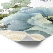 Elegant Blue Hydrangea Elfenbeinblütenhochzeit Ros Poster (Ecke)