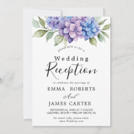 Elegant Blue Hydrangea | Empfang von White Wedding Einladung