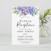 Elegant Blue Hydrangea | Empfang von White Wedding Einladung (Stehend Vorderseite)