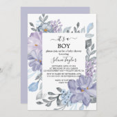 Elegant Blue Hydrangea | Es ist eine Baby-Dusche Einladung (Vorne/Hinten)