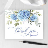 Elegant Blue Hydrangea Eucalyptus Blume Vielen Dan Postkarte