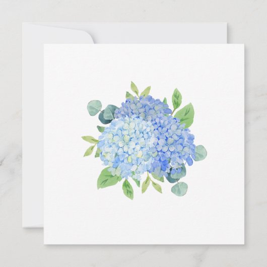 Elegant Blue Hydrangea Eucalyptus Brautparty Einladung (Rückseite)