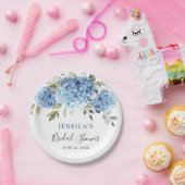 Elegant Blue Hydrangea Eucalyptus Brautparty Pappteller (Party)