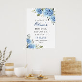 Elegant Blue Hydrangea Eucalyptus Brautparty Poster (Küche)