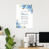 Elegant Blue Hydrangea Eucalyptus Brautparty Poster (Heimbüro)