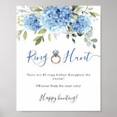 Elegant Blue Hydrangea Eucalyptus Brautparty Poster (Vorne)