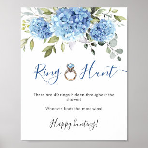 Elegant Blue Hydrangea Eucalyptus Brautparty Poster