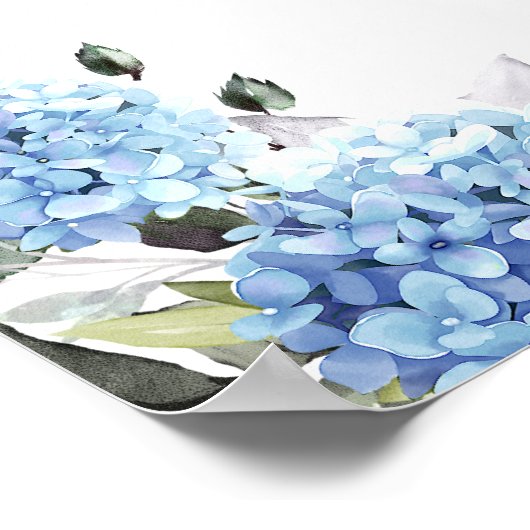 Elegant Blue Hydrangea Eucalyptus Brautparty Poster (Ecke)