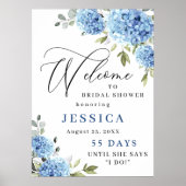 Elegant Blue Hydrangea Eucalyptus Brautparty Poster (Vorne)