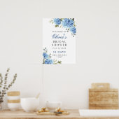 Elegant Blue Hydrangea Eucalyptus Brautparty Poster (Küche)