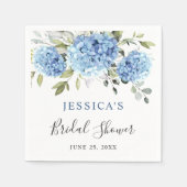 Elegant Blue Hydrangea Eucalyptus Brautparty Serviette (Vorderseite)
