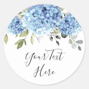 Elegant Blue Hydrangea Eucalyptus Custom Runder Aufkleber