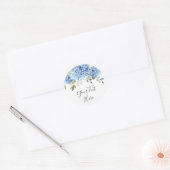 Elegant Blue Hydrangea Eucalyptus Custom Runder Aufkleber (Umschlag)