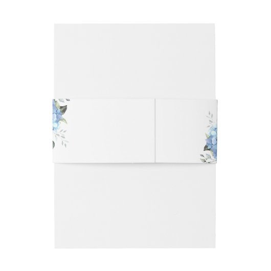 Elegant Blue Hydrangea Eucalyptus Floral Wedding Einladungsbanderole (Rückseitenbeispiel)