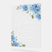 Elegant Blue Hydrangea Eucalyptus PROBE DINNER Acrylschild (Winkel)