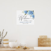 Elegant Blue Hydrangea Eucalyptus PROBE DINNER Poster (Küche)
