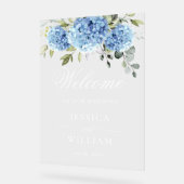 Elegant Blue Hydrangea Eucalyptus WEDDING Empfang Acrylschild (Winkel)