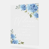 Elegant Blue Hydrangea Eucalyptus WEDDING Empfang Acrylschild (Winkel)
