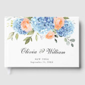 Elegant Blue Hydrangea Eucalyptus Wedding Gästebuch (Vorderseite)