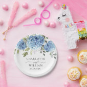 Elegant Blue Hydrangea Eucalyptus Wedding Pappteller (Party)