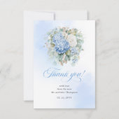 Elegant Blue Hydrangea Eucalyptus Wedding thanks RSVP Karte (Vorderseite)