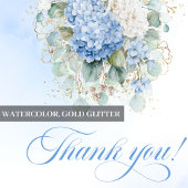 Elegant Blue Hydrangea Eucalyptus Wedding thanks RSVP Karte