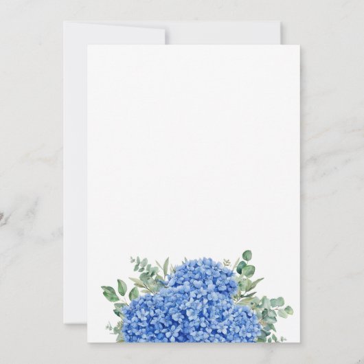 Elegant Blue Hydrangea Floral Einladung (Rückseite)