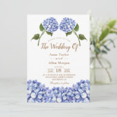 Elegant Blue Hydrangea Floral Einladung (Stehend Vorderseite)