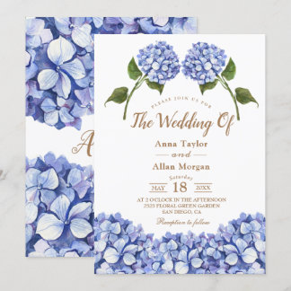 Elegant Blue Hydrangea Floral Einladung