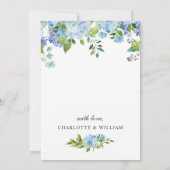 Elegant Blue Hydrangea Floral ENGAGEMENT PARTY Einladung (Rückseite)