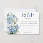 Elegant Blue Hydrangea Floral Meal Choice Wedding RSVP Karte (Vorderseite)