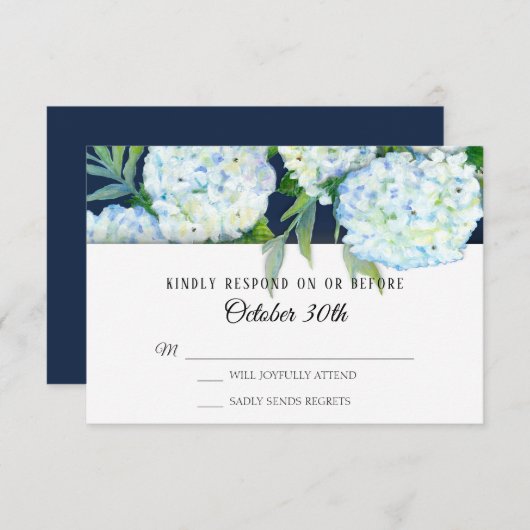 Elegant Blue Hydrangea Floral Navy UAWG Wedding Einladung (Vorne/Hinten)