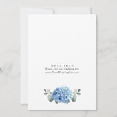 Elegant Blue Hydrangea Floral PEARLS & Prosecco Einladung (Rückseite)
