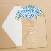 Elegant Blue Hydrangea Floral Wedding Acryleinladungen