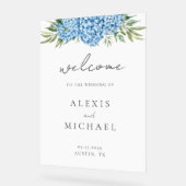 Elegant Blue Hydrangea Floral Wedding Acrylschild (Winkel)