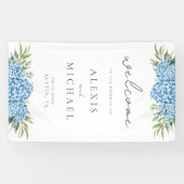 Elegant Blue Hydrangea Floral Wedding Banner (Horizontal)