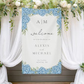 Elegant Blue Hydrangea Floral Wedding Banner