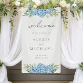 Elegant Blue Hydrangea Floral Wedding Banner