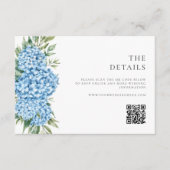 Elegant Blue Hydrangea Floral Wedding Begleitkarte (Vorderseite)