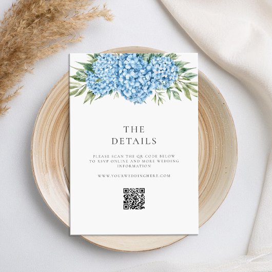 Elegant Blue Hydrangea Floral Wedding Begleitkarte