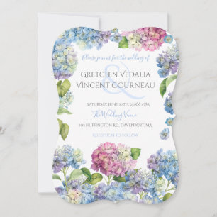 Elegant Blue Hydrangea Floral Wedding Einladung