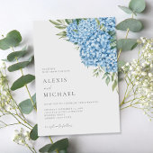 Elegant Blue Hydrangea Floral Wedding Einladung