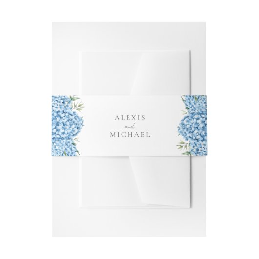 Elegant Blue Hydrangea Floral Wedding Einladungsbanderole (Vorderseite Beispiel)