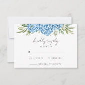 Elegant Blue Hydrangea Floral Wedding RSVP Karte (Vorderseite)