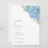 Elegant Blue Hydrangea Floral Wedding Save The Date (Vorderseite)