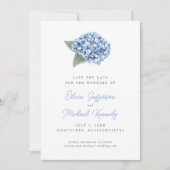 Elegant Blue Hydrangea Floral Wedding Save The Date (Vorderseite)
