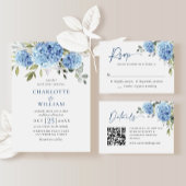 Elegant Blue Hydrangea Floral Wedding Save The Date